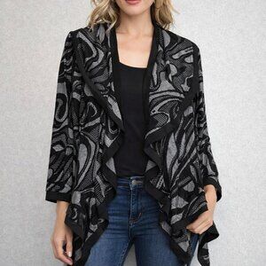 Joseph Ribkoff Open Cardigan Shawl Size S Waterfall Drape 3/4 Sleeves Wrap